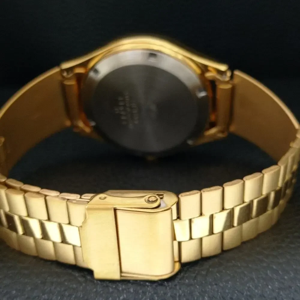 Vintage 1980 Seiko Automatic Mens Gold Watch W/daydate & Arabic accents